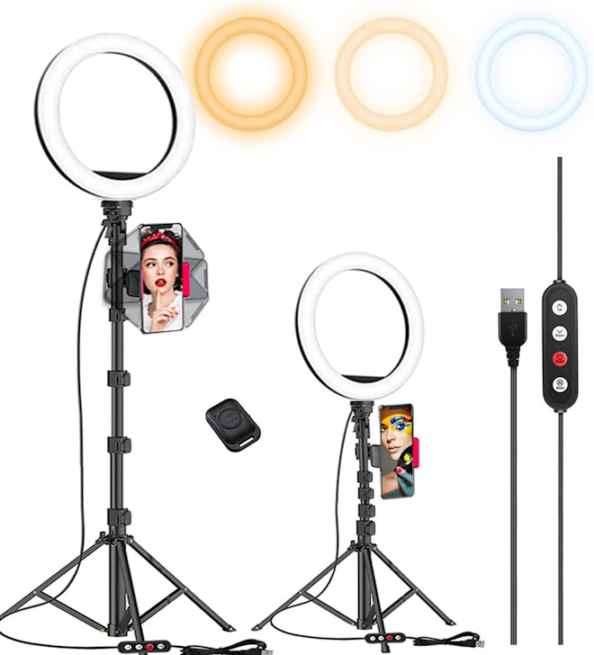 selfie ring light with tripod stand and phone hlder