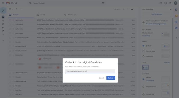 You absolutely should tell Google how you really feel about the new Gmail redesign.