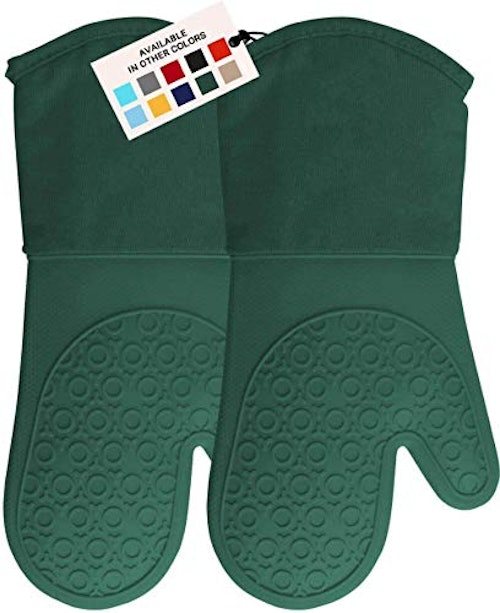 HOMWE Silicone Oven Mitt, Oven Mitts with Quilted Liner, Heat Resistant Pot Holders, Slip Resistant ...
