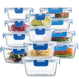 FineDine Superior Glass Food Storage Containers Set (24 Pieces)