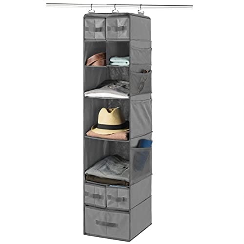 ZOBER 9 Shelf Hanging Closet Organizer with 5 Drawers