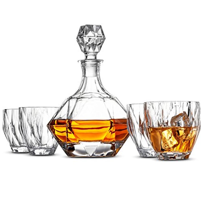 FineDine 5-Piece European Style Whiskey Decanter and Glass Set