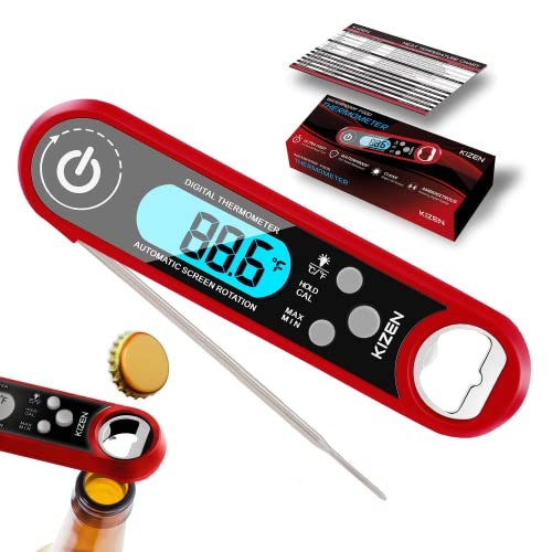  Kizen IP100 Digital Meat Thermometer - Instant Read Waterproof  Food Thermometers with Bottle Opener for Kitchen, Outdoor Cooking &  Grilling - Black, Lcd: Home & Kitchen