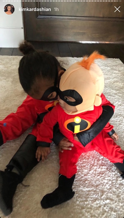 Kim Kardashian shared photos of her kids in Incredibles costumes. 