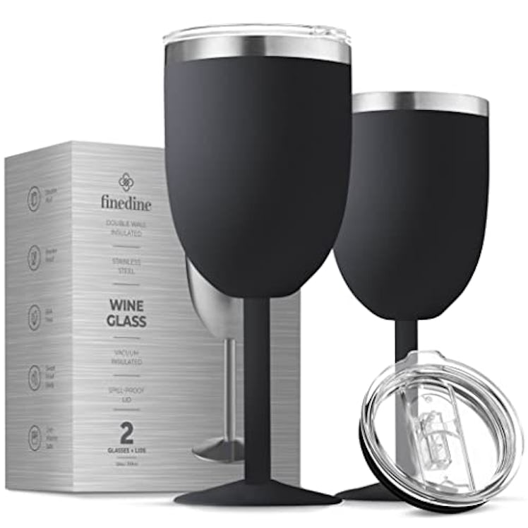 FineDine Stainless Steel Wine Glasses (Set Of 2)