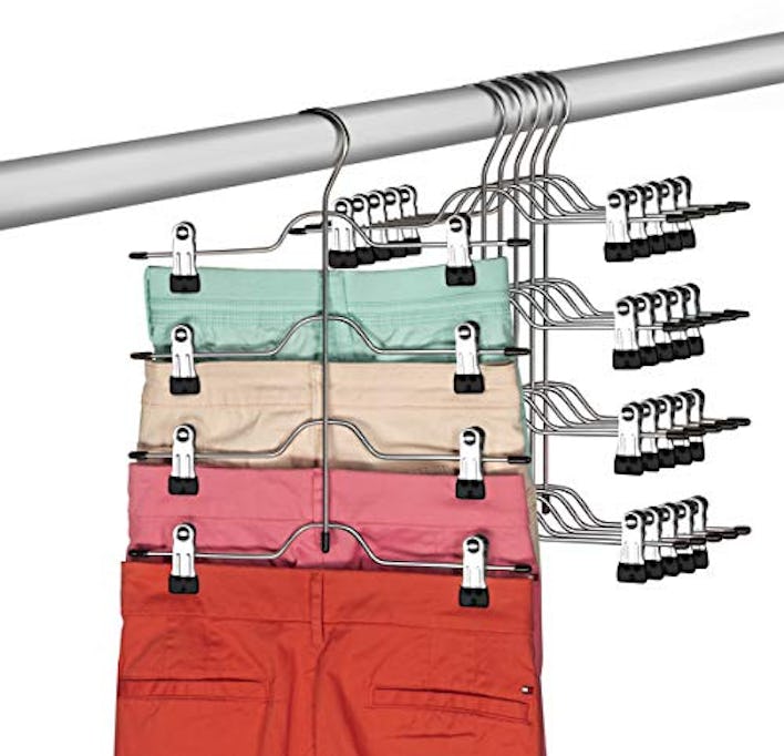 Zober Space Saving 4 Tier Skirt Hanger (6-Pack)