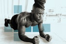 健康男子做平板支撑作为腹肌锻炼。