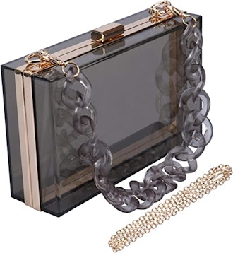 an acrylic box bag with 2 detachable chain straps