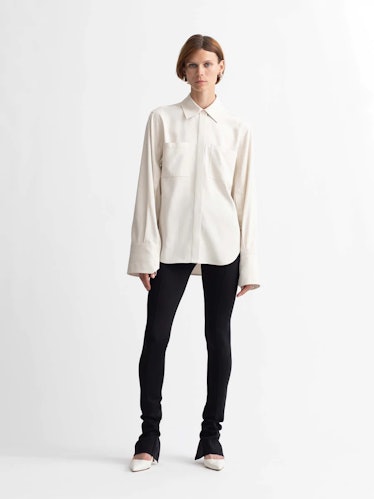     Recycled Viscose Split Sleeve Shirt in Ivory