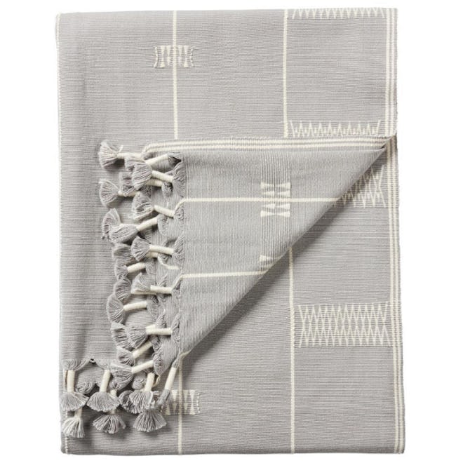 Lunjgiu Global Bazaar Light Grey Cotton Throw Blanket