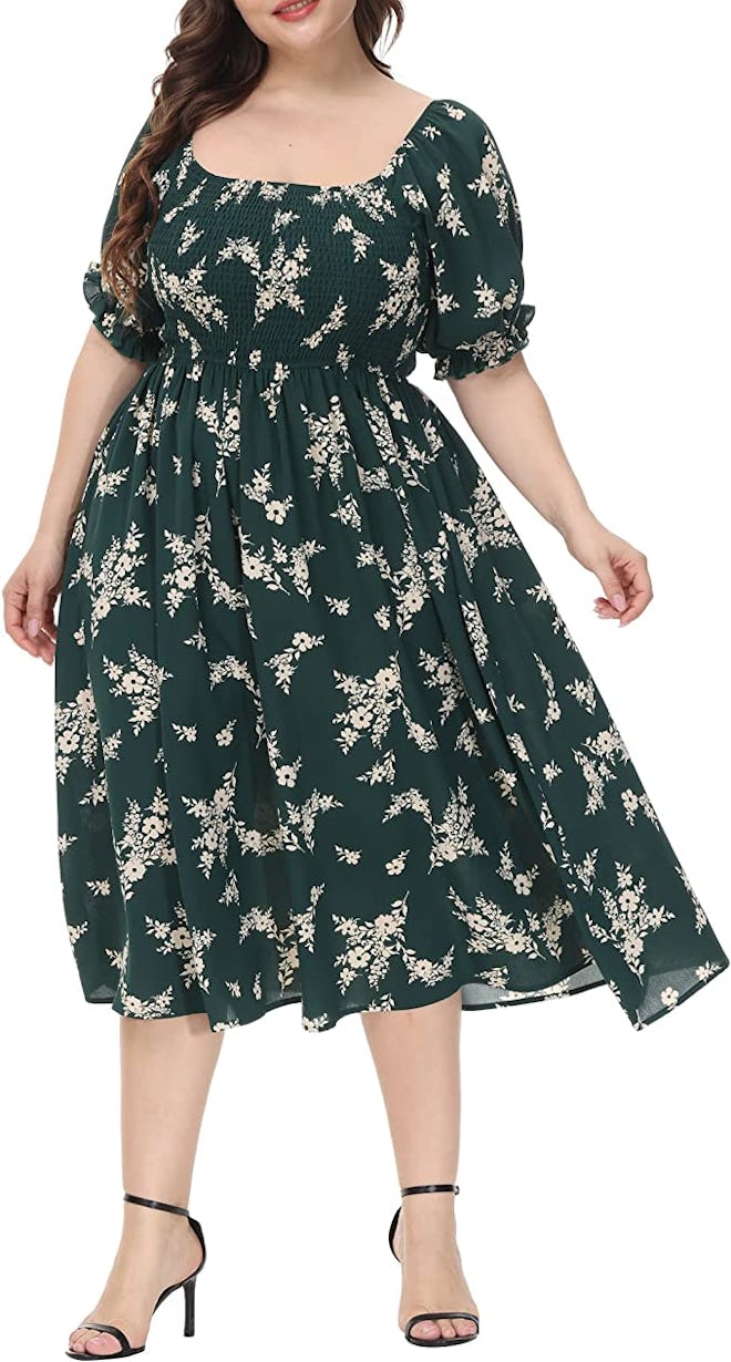ALLEGRACE Square Neck Flowy Dress