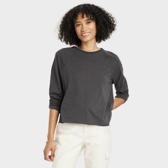 Target Women's Long Sleeve T-Shirt - Universal Thread in Dark Gray