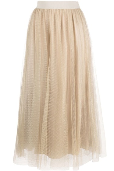 metallic-finish tulle skirt