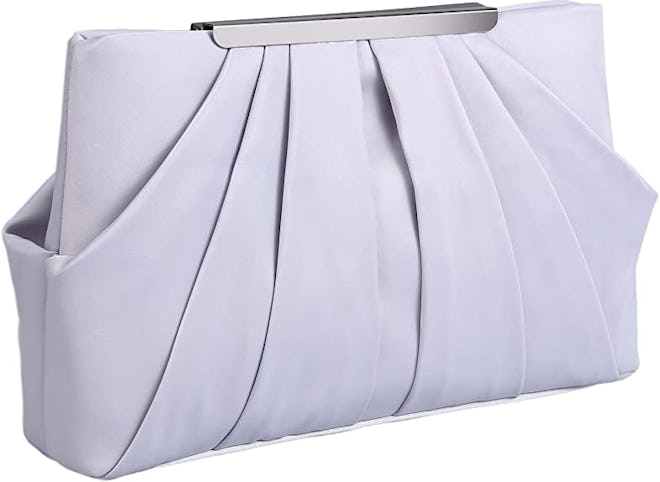 a satin pleated clutch