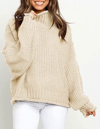 ZESICA Knitted Batwing Turtleneck Sweater