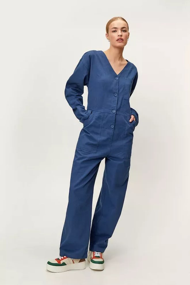 Nast gal button down relaxed boilersuit