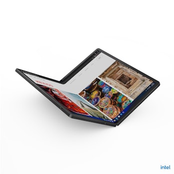the ThinkPad X1 Fold in "book mode."