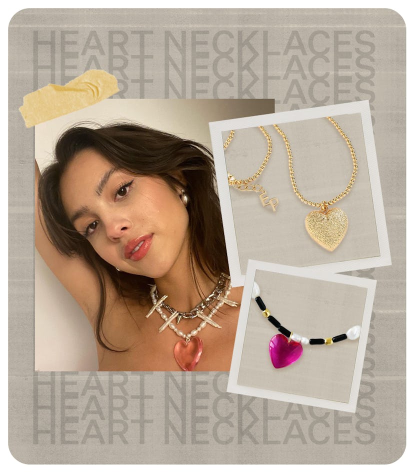  Three heart-shaped necklaces, a fall jewelry trend 