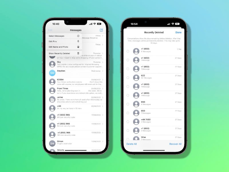 How to recover deleted text messages in iOS 16