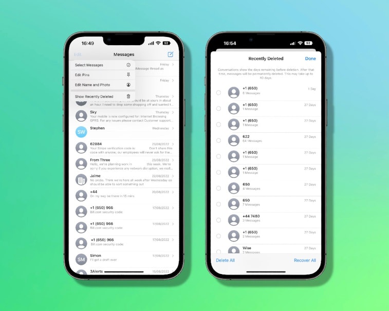 How to recover deleted text messages in iOS 16