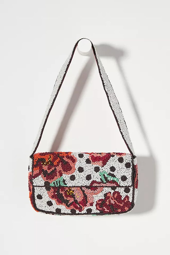 Beaded Floral Shoulder Bag