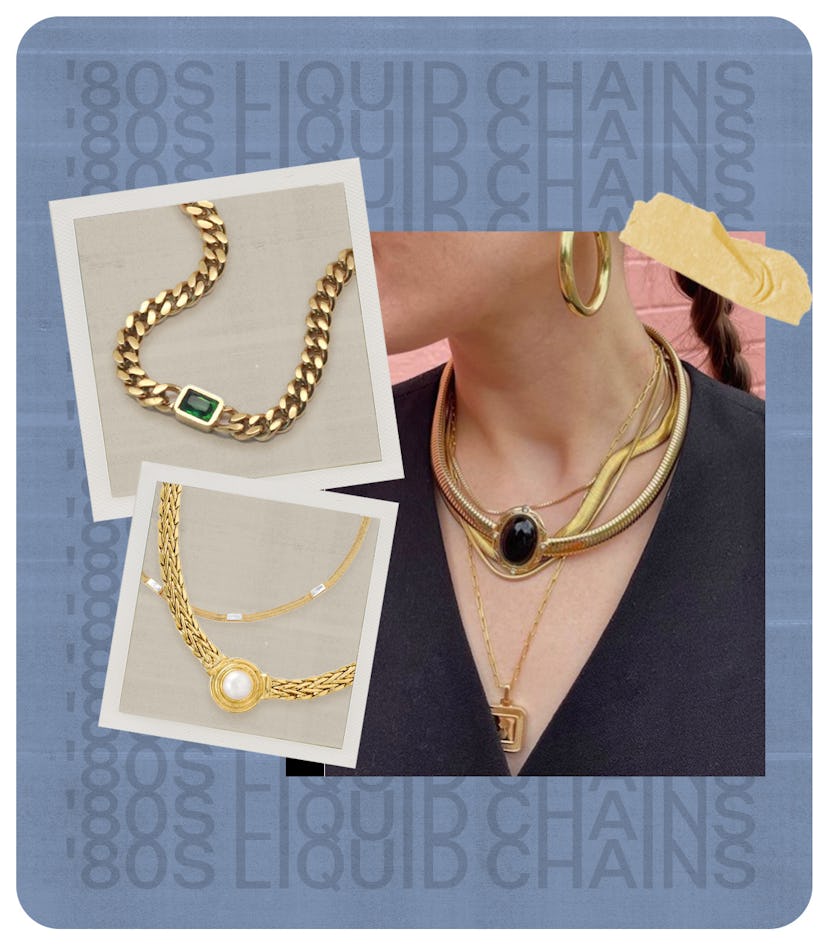 Gold, '80s-style necklaces, a 2022 fall jewelry trend