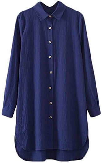 Minibee Long Sleeve Button Down Tunic Shirt