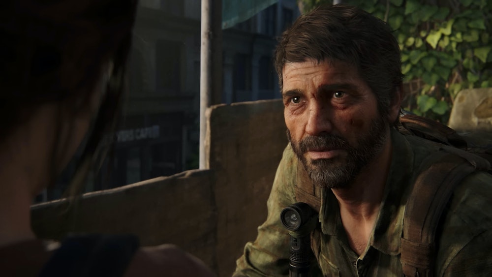 Joel teaches Ellie how to use a rifle in The Last of Us Part I.