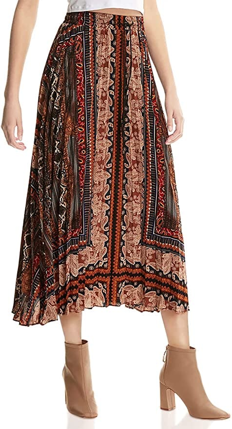 Floerns Pleated Midi Skirt