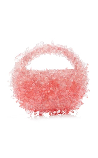 Clio Peppiatt pink quartz beaded bag