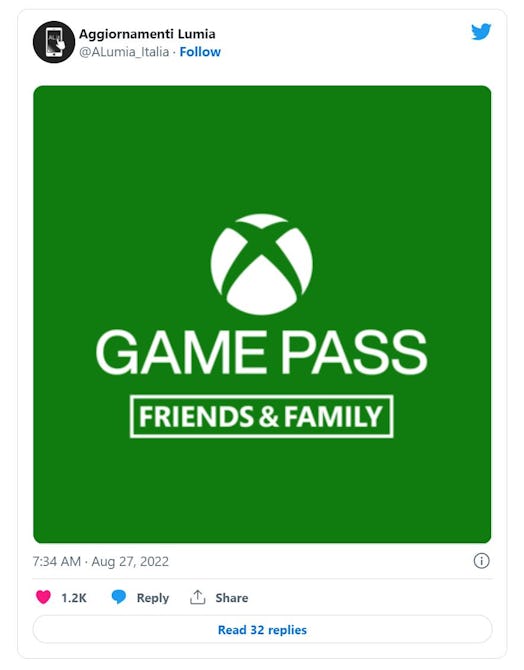 Xbox Game Pass friends and family