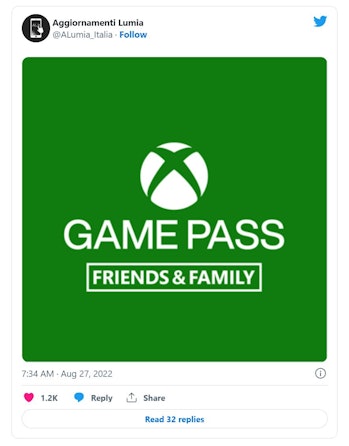Xbox Game Pass friends and family