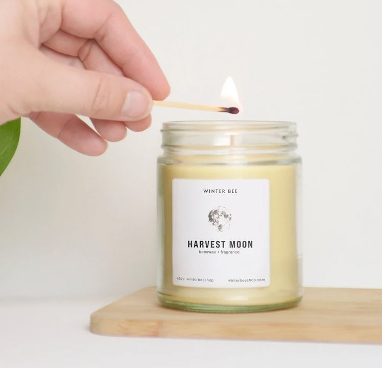 The harvest moon candle is one of the coziest fall candles to try from Etsy.