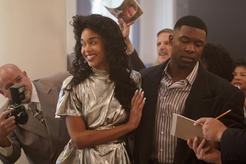 Robin Givens (Laura Harrier), and Mike Tyson (Trevante Rhodes) in 'Mike' via Hulu's press site 