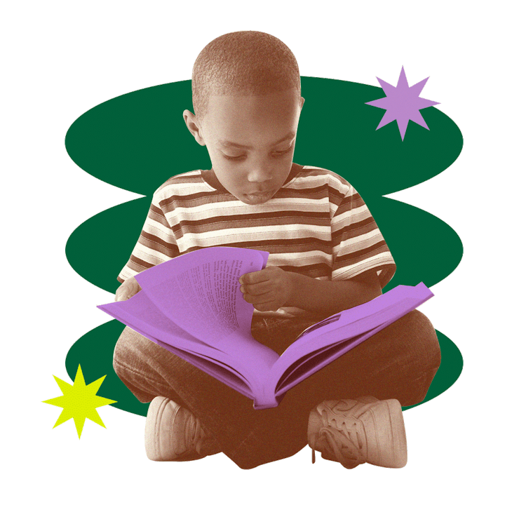A boy reading a book reluctantly