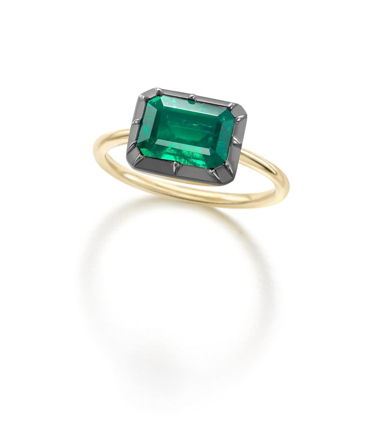 Jessica McCormack emerald and blackened gold ring