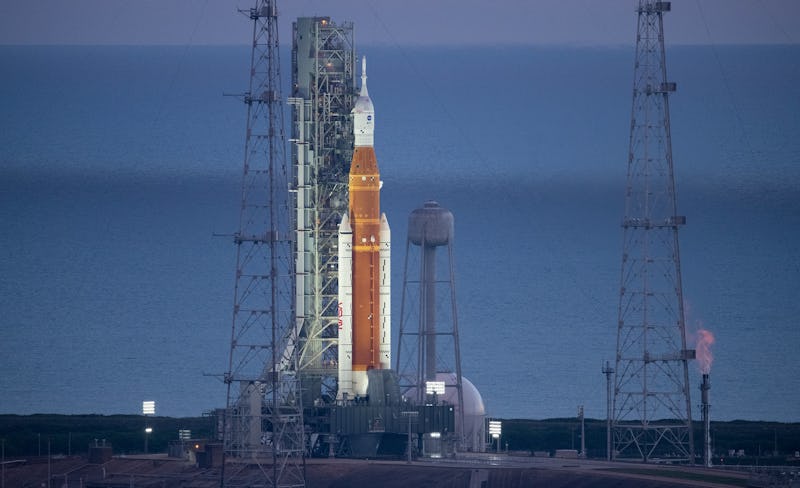 NASA Artemis I SLS on launchpad before launch delay