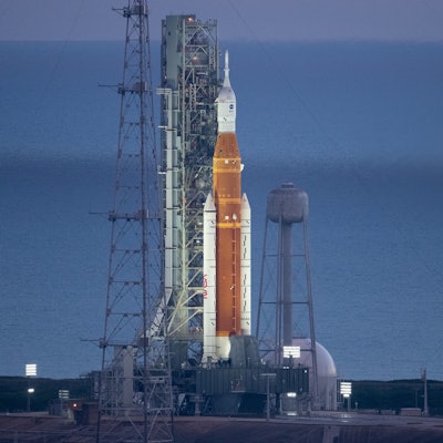 NASA Artemis I SLS on launchpad before launch delay