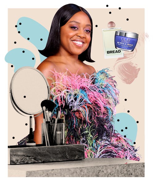 Abbott Elementary creator Quinta Brunson chats with Bustle about Olay skincare collage