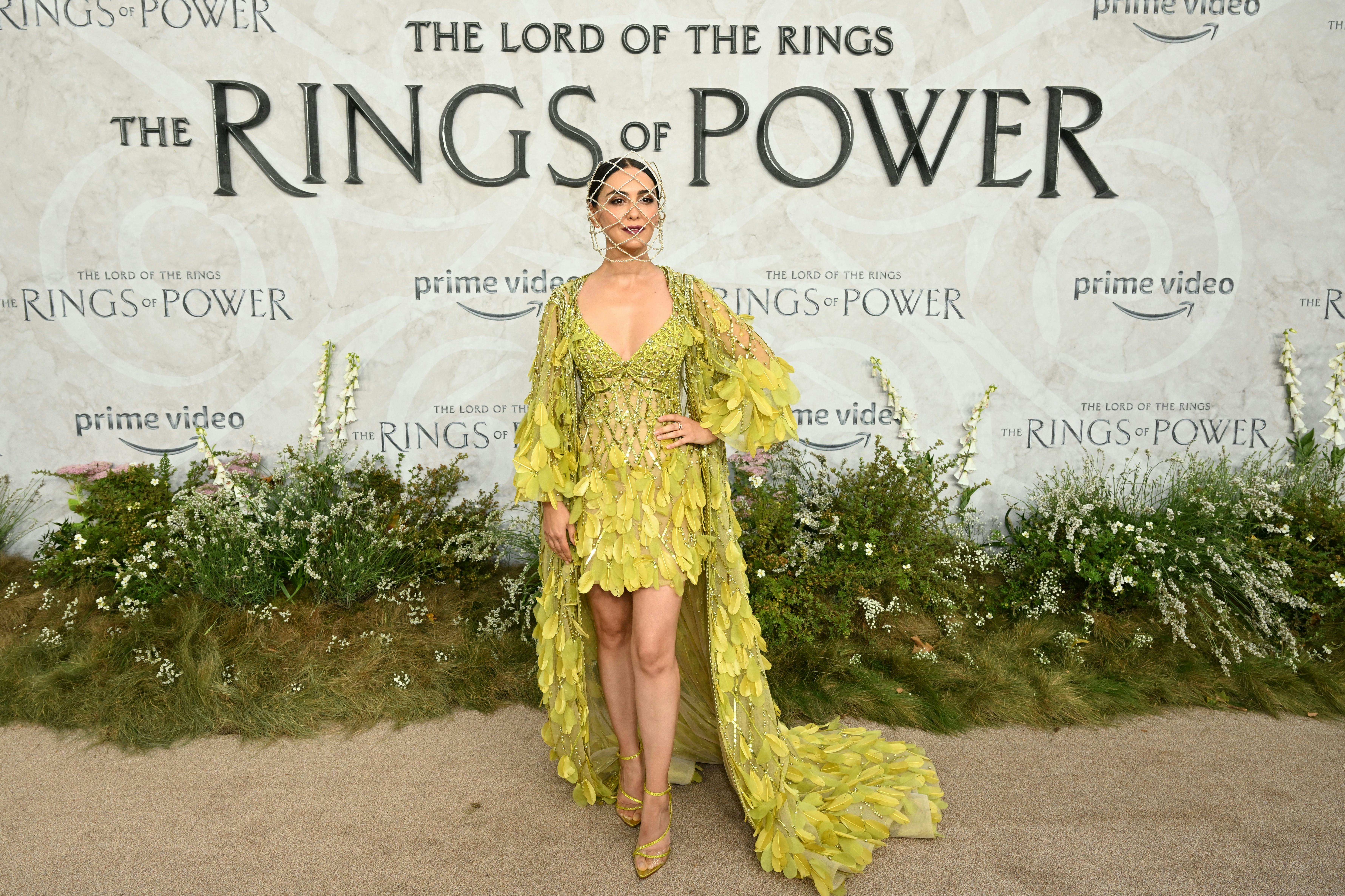 Nazanin Boniadi attends "The Lord of the Rings: The Rings of Power" World Premiere at Odeon Luxe Lei...