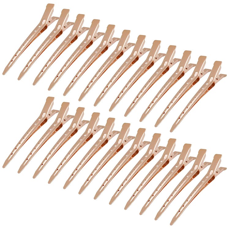 a heat-free styling hack is to use  Duck Bill Clips (Set of 24) to pin hair up overnight.