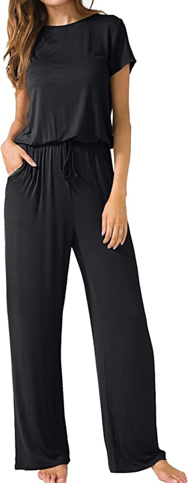 LAINAB Wide Legs Short Sleeve Jumpsuit