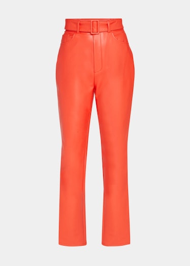 LAPOINTE Belted Faux Leather Slim-Leg Pants