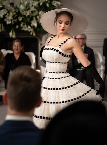 Alba Baptista as a Dior model in 'Mrs. Harris Goes to Paris'