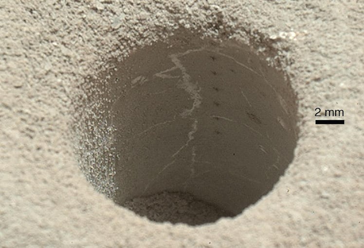 a small borehole in sandstone