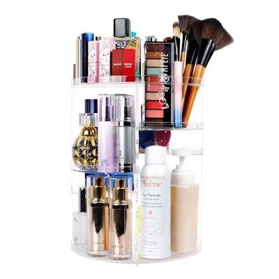 The Sanipoe Spinning Makeup Organizer is a product for small-space bathrooms.