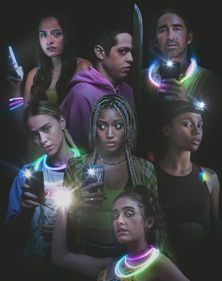 Collage of characters from 8 murder mystery movies.