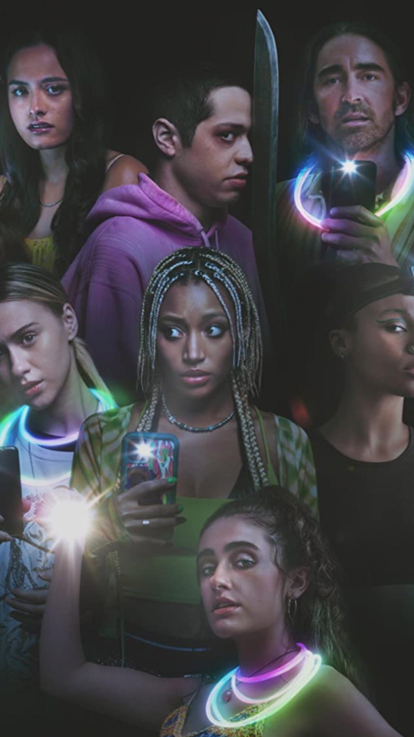 Collage of characters from 8 murder mystery movies.