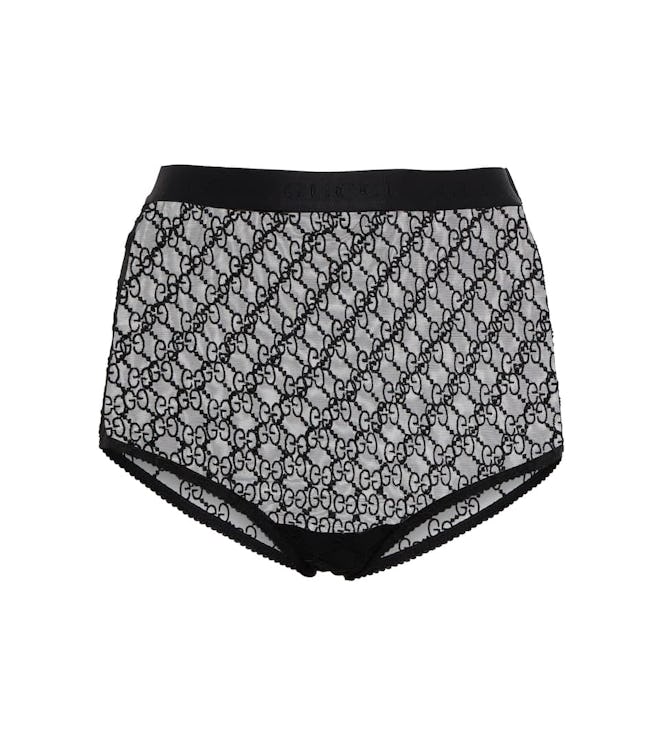 Gucci GG embroidered tulle briefs