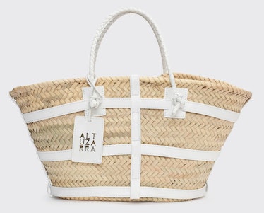 Watermill Small Straw & Leather Tote Bag